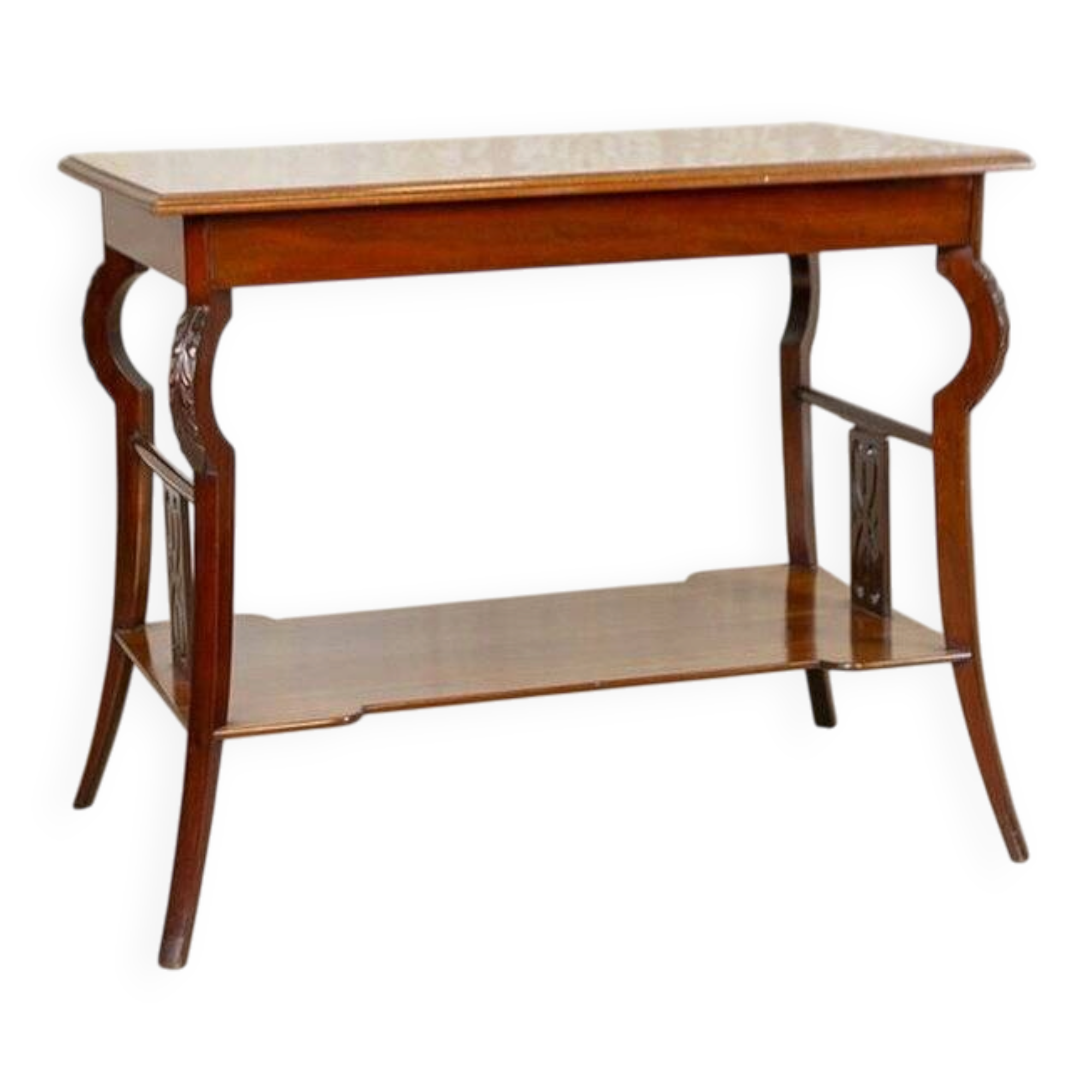 Table basse en acajou brun Art Nouveau du début du 20e siècle, années 1950