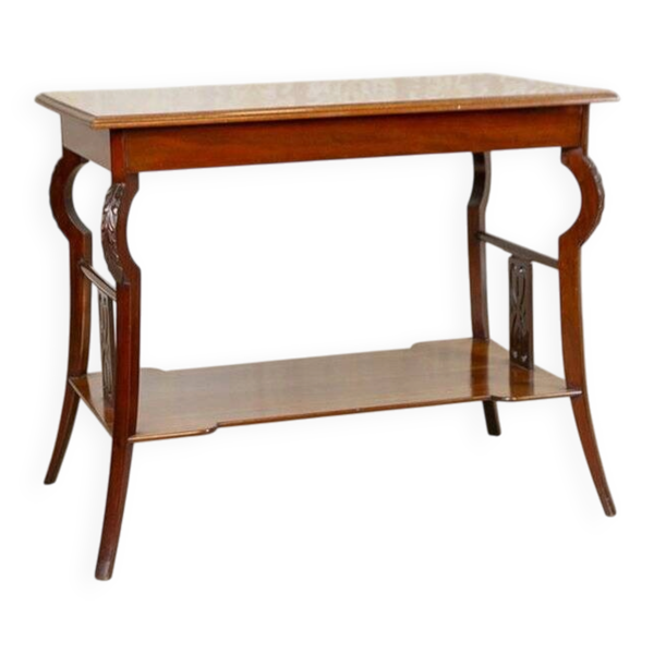 Table basse en acajou brun Art Nouveau du début du 20e siècle, années 1950