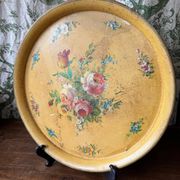 Old and large painted sheet metal tray / late 19th century