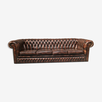 Four-seater chesterfield sofa brown