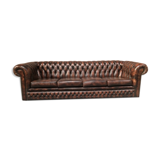 Four-seater chesterfield sofa brown