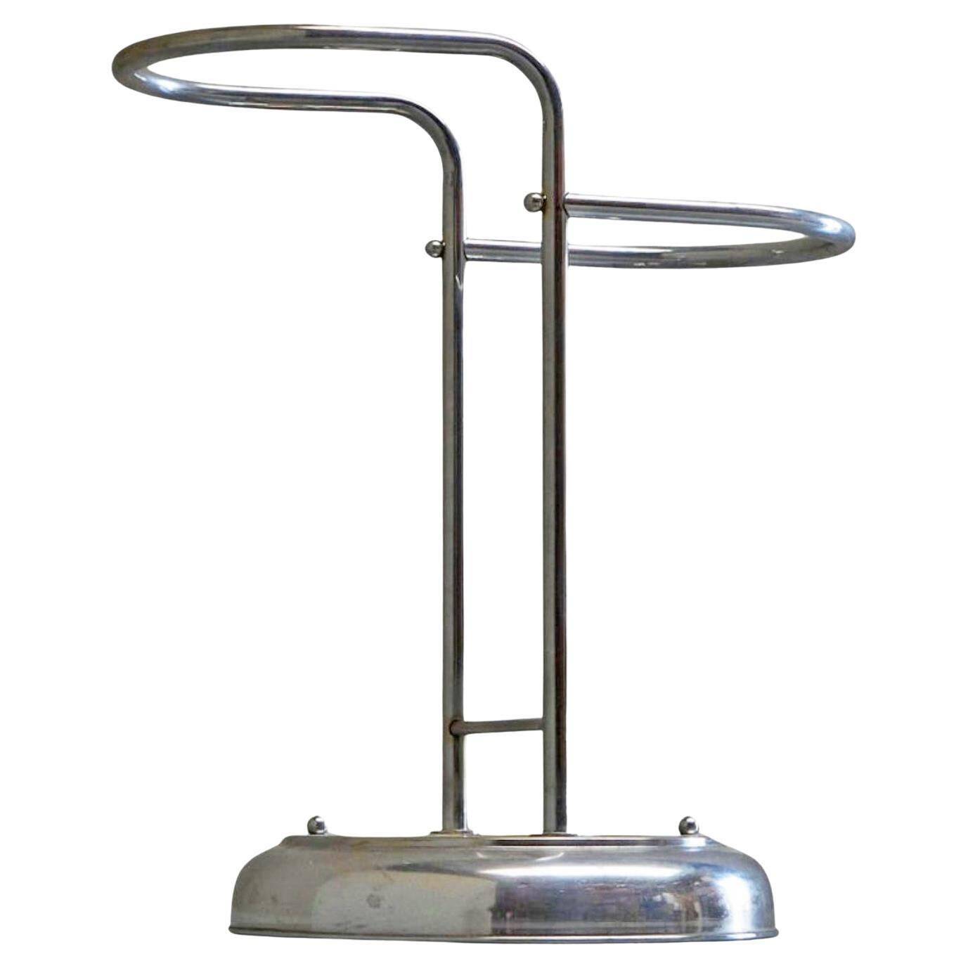 Bauhaus-style umbrella stand in chrome brass, 1960s