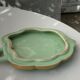 Ceramic underside, light green and gold, vintage leaf shape