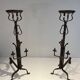 Important Pair of Gothic Wrought Iron Andirons with Fleur-de-Lis