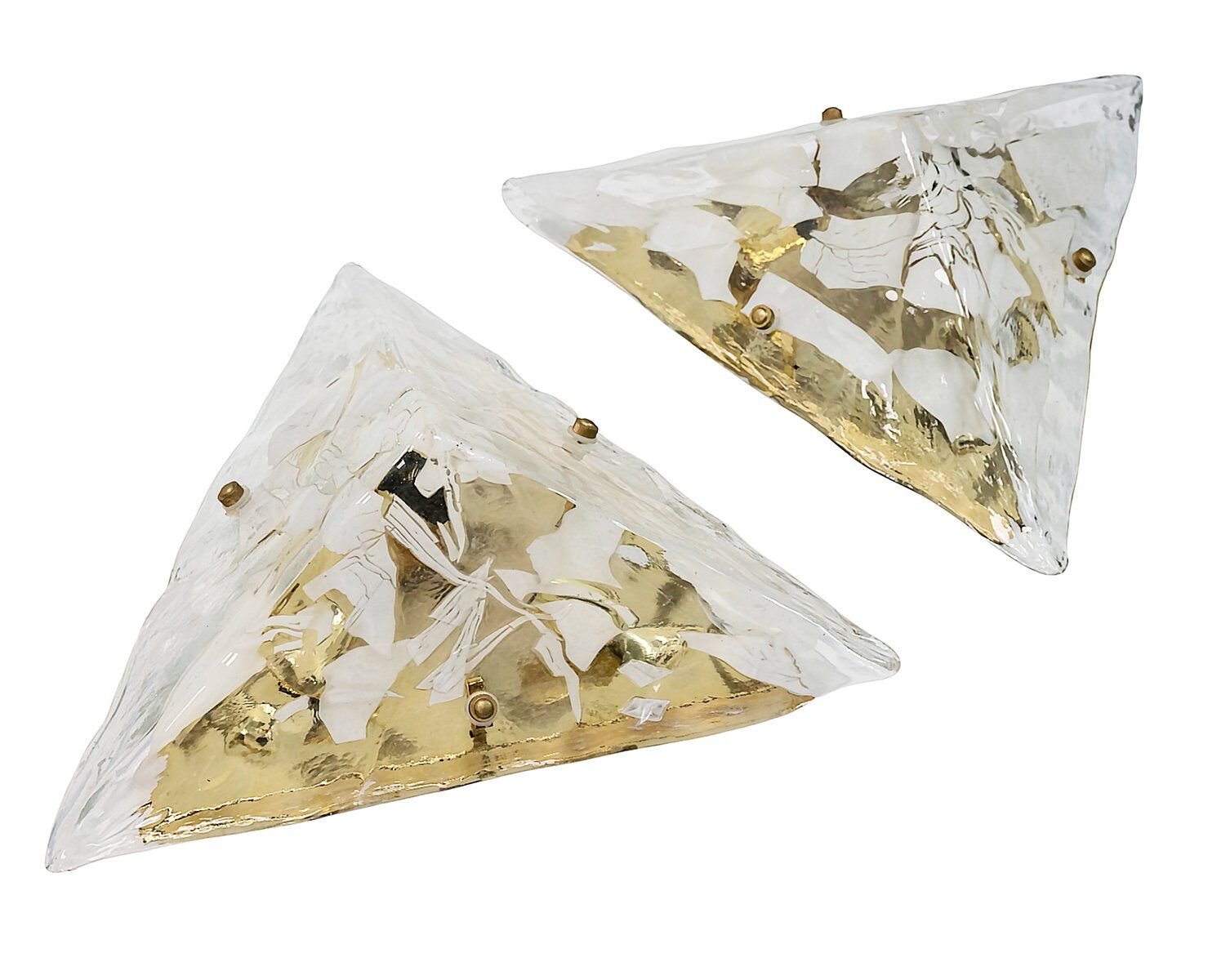 Italian Murano glass and brass wall light sconces, 1980s, set of 2