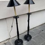 Pair of blackened wooden lampposts Napoleon III