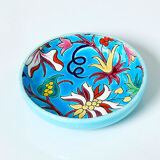 Round cup turquoise blue Art Deco Emaux de Longwy 1950