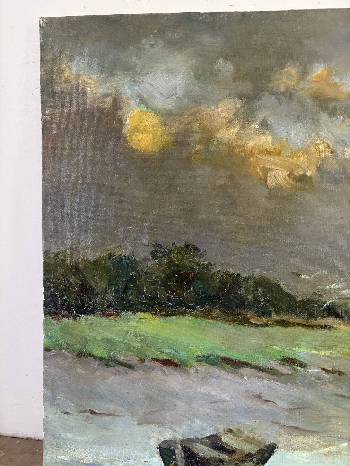 Après la tempête, huile sur toile signé 1969