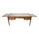 Flat desk with sliding shelves – Louis XVI style – Mahogany, leather and lace