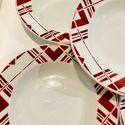 5 hollow earthenware plates burgundy ceranord St Amand