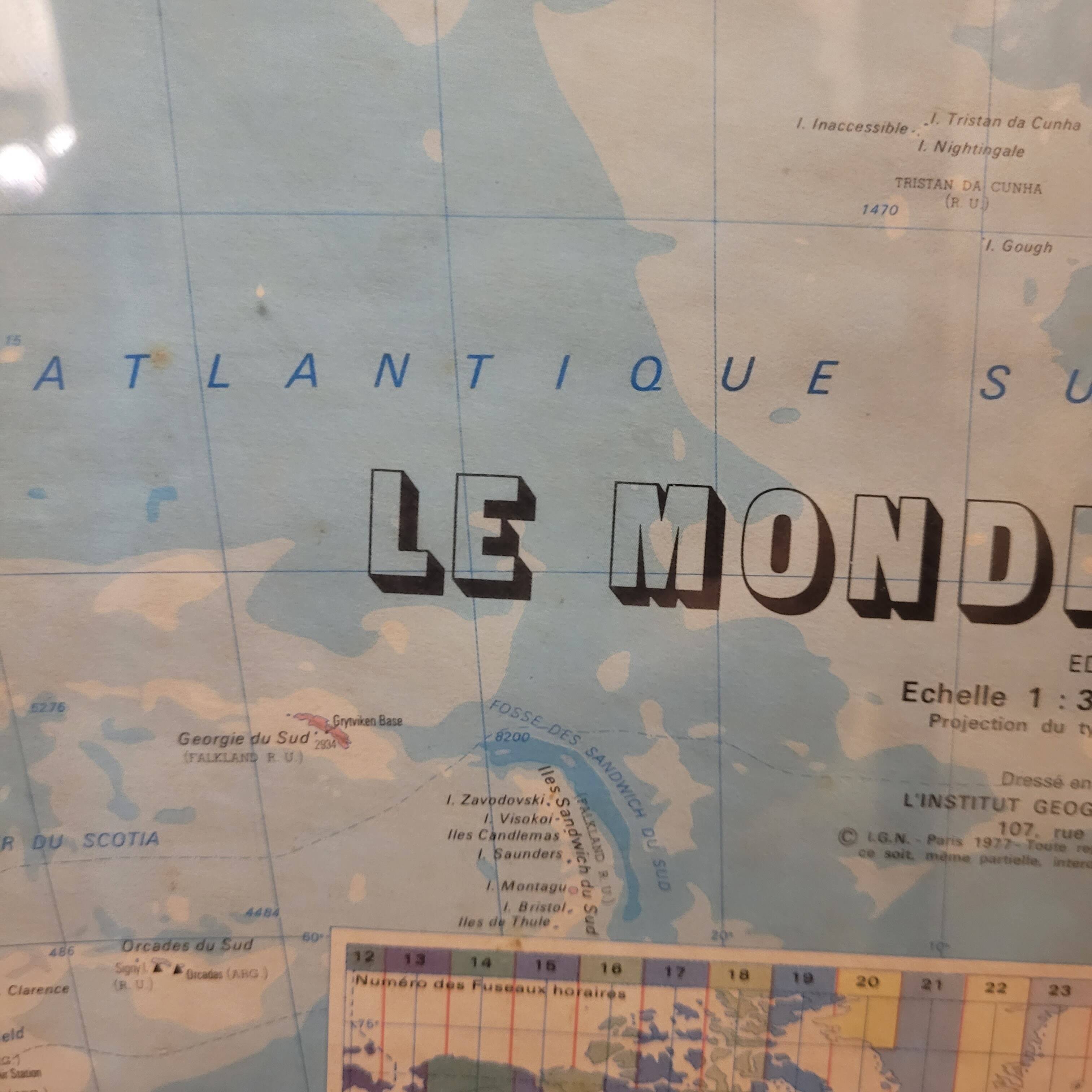 Globe map / Planisphere "Le Monde Politique", National Geographic Institute, 20th century – Fran