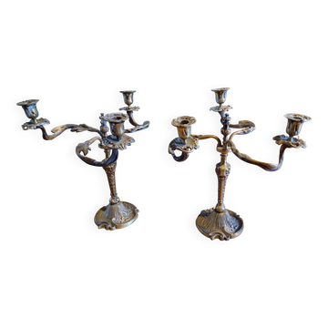 Paire de Chandeliers 19 éme en Bronze