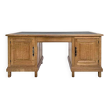 Double-sided oak and leather desk