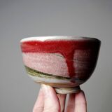 4 Japanese bowls in red glazed mixed stoneware