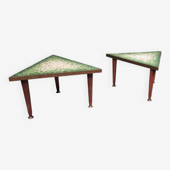 Paire de tables d'appoint en mosaïque de carreaux mexicains en verre - Genaro Alvaro par Getano