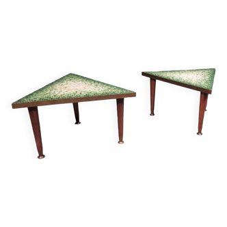 Pair of glass Mexican tile mosaic side tables - Genaro Alvaro by Getano