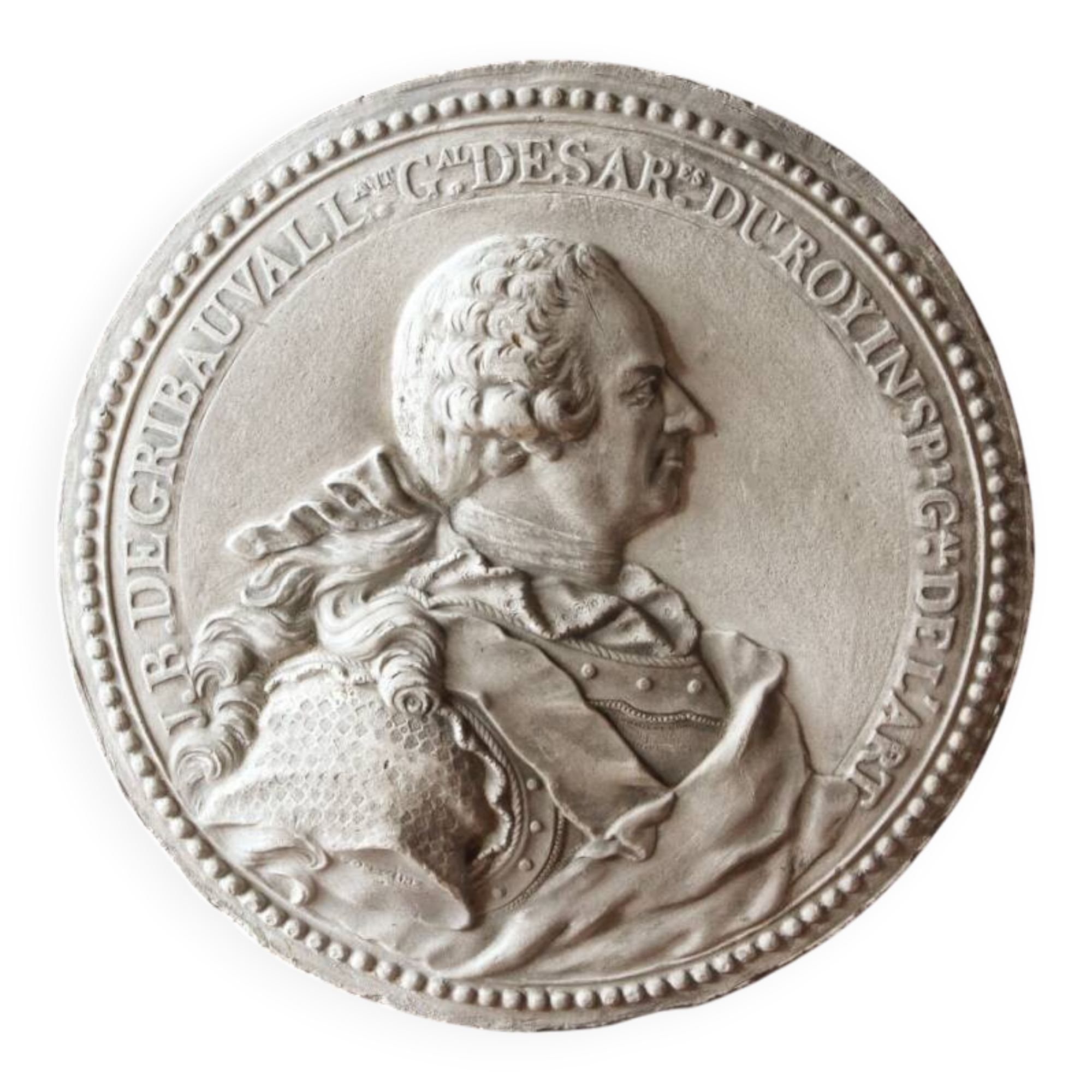 Plaster medallion, 19th century, Jean Baptiste de Gribauval