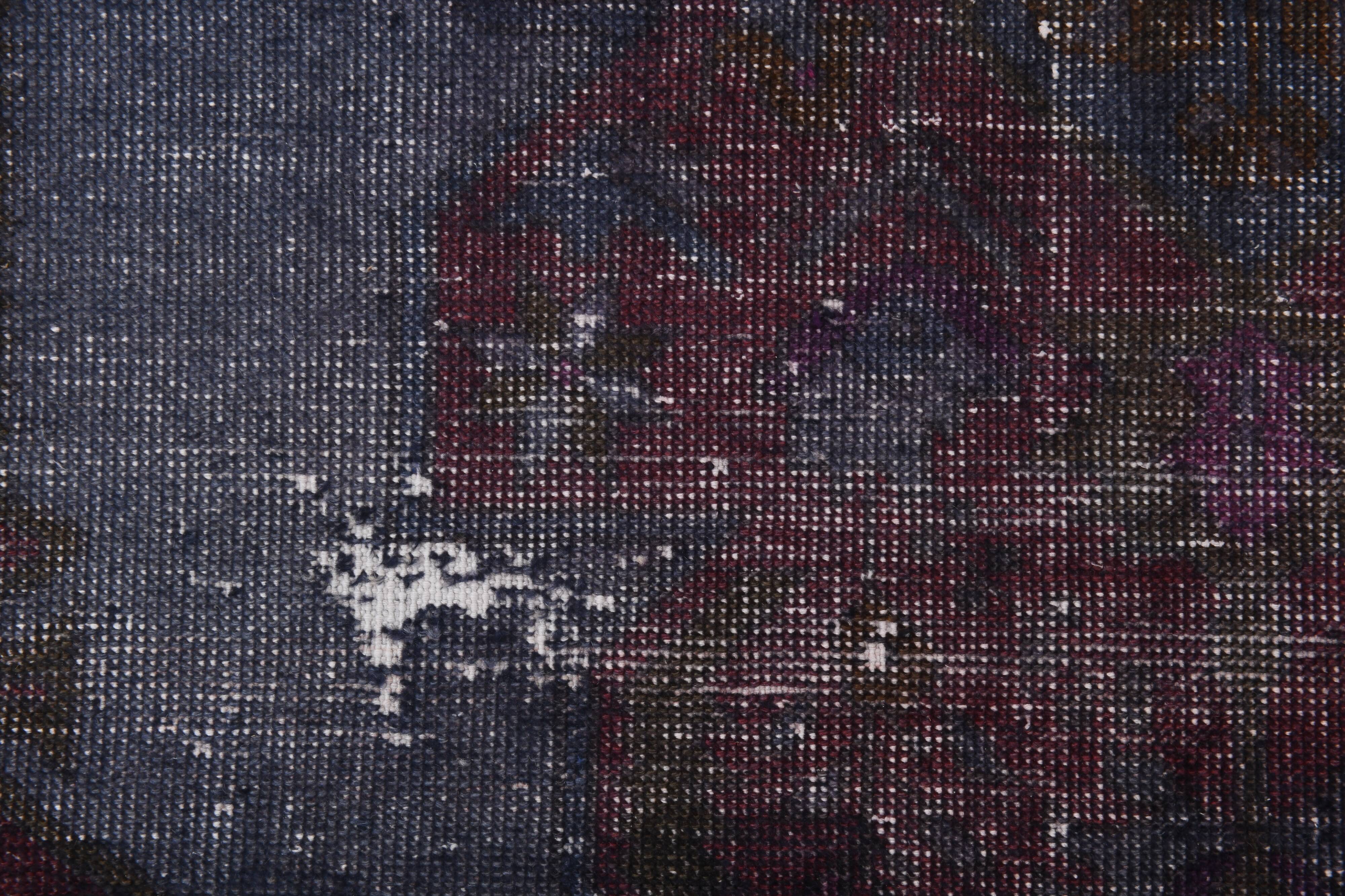 4x7 Burgundy & Blue Oriental Classic Turkish Vintage Rug, 136x230Cm