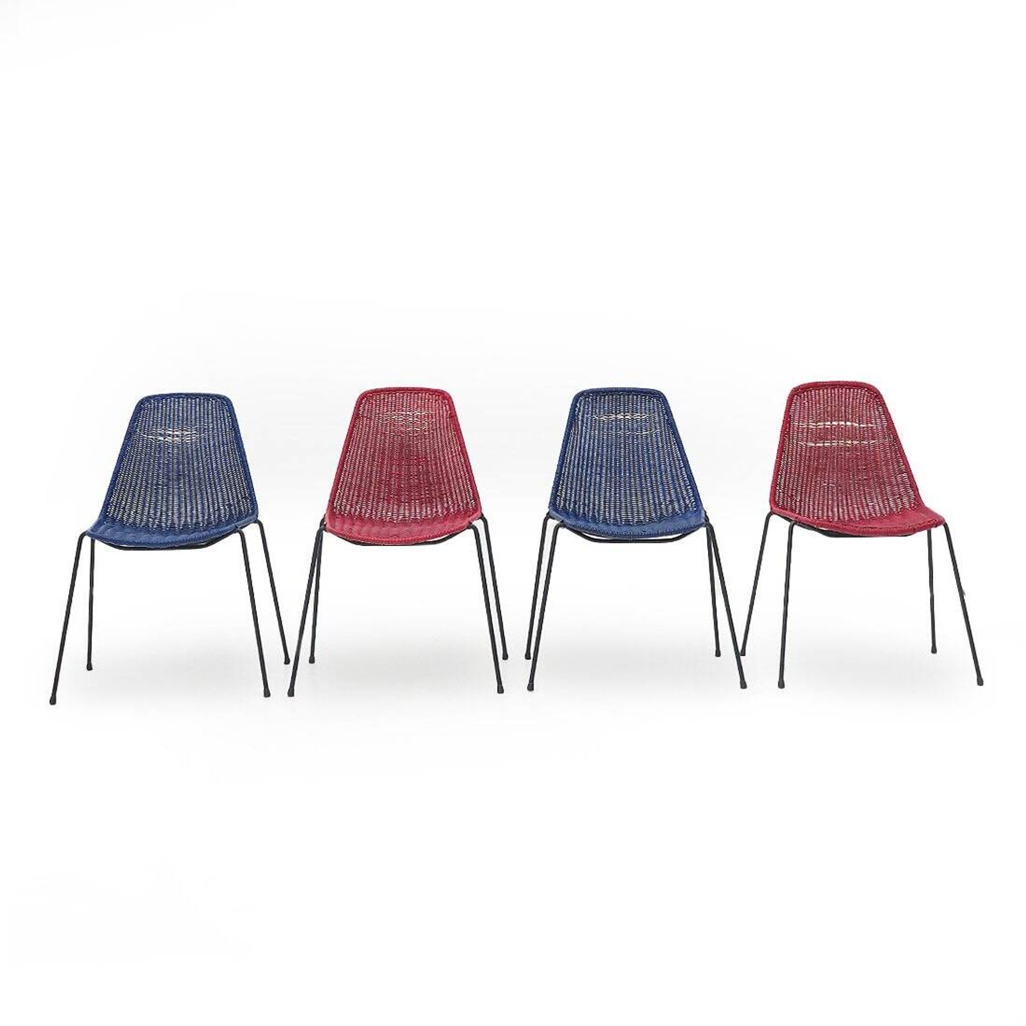 Vintage basket chairs by Gian Franco Legler, 1950s, set of 4.