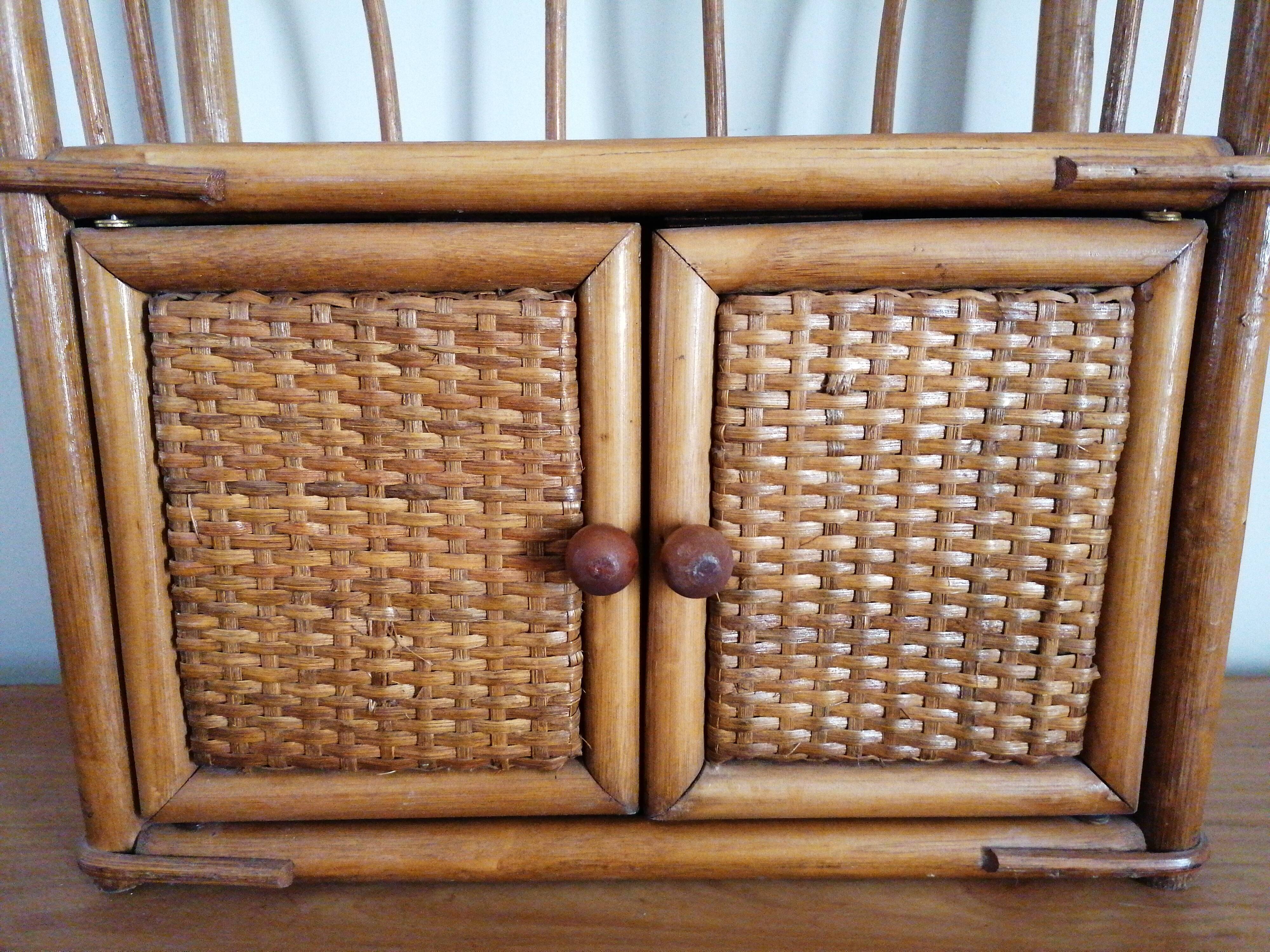 Vintage rattan wall shelf