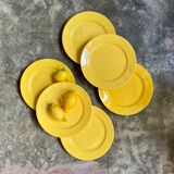 12 yellow earthenware dinner plates