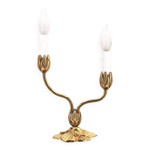 Lampe Nénuphar en bronze de Lucien Gau, années 90