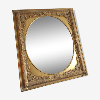 Louis XVI-style wooden golden mirror  - 76x66cm