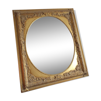 Louis XVI-style wooden golden mirror  - 76x66cm