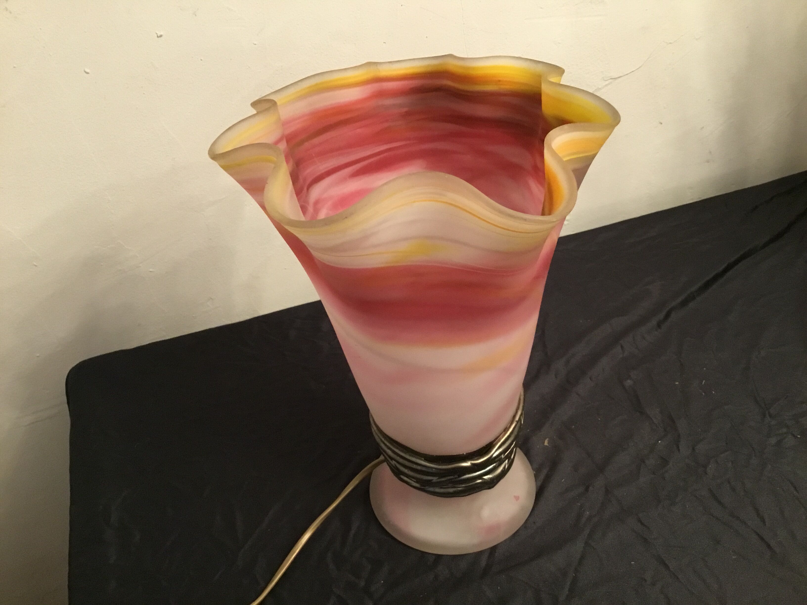 Vase lamp in glass paste and bronze signed Florea SILVIU