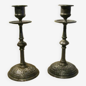 Lot 2 of copper candlesticks