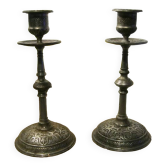 Lot 2 of copper candlesticks