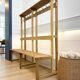 Vintage portemanteau XL en bois avec banc