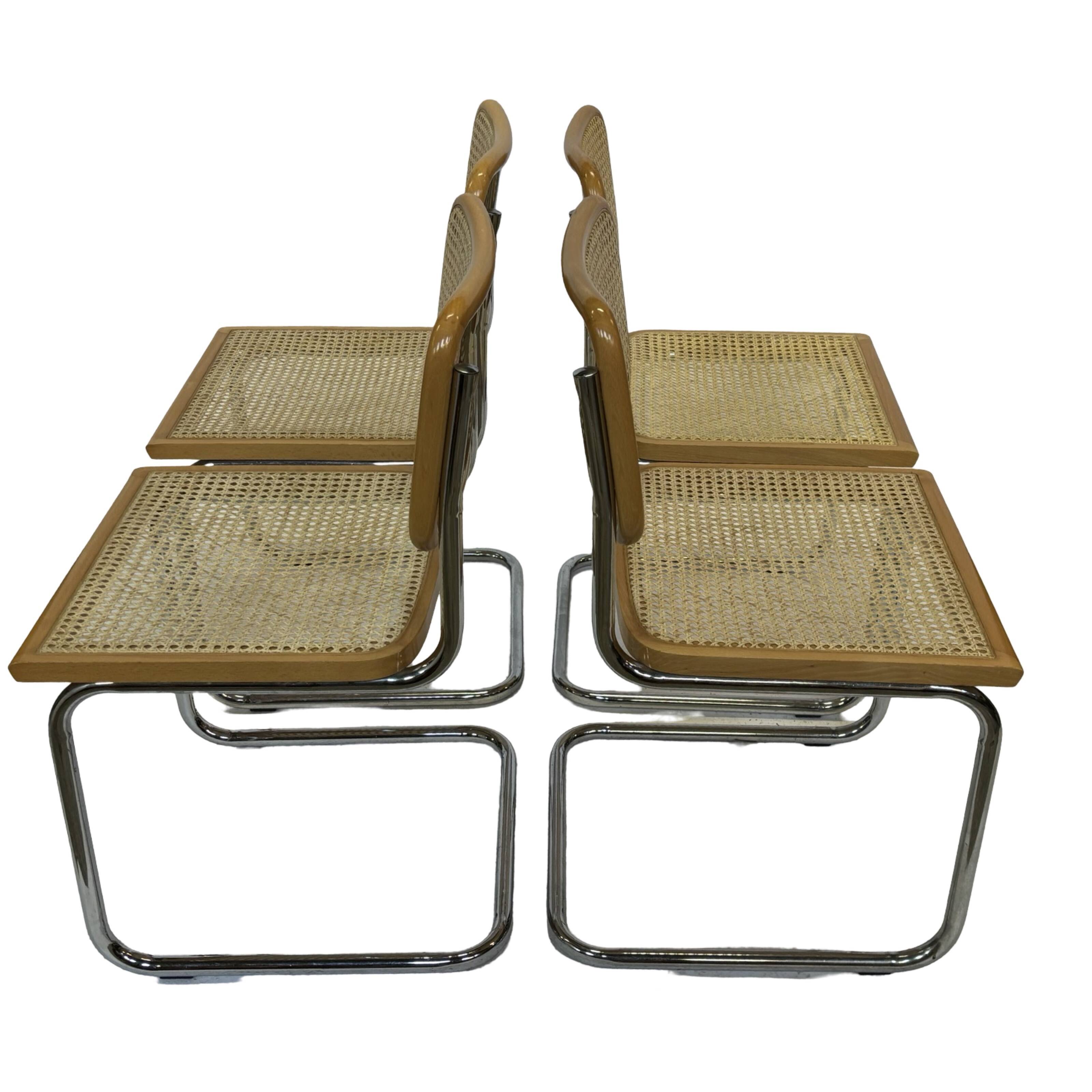 Set of 4 chairs Cesca B32 designed by Marcel Breuer design made in Italy