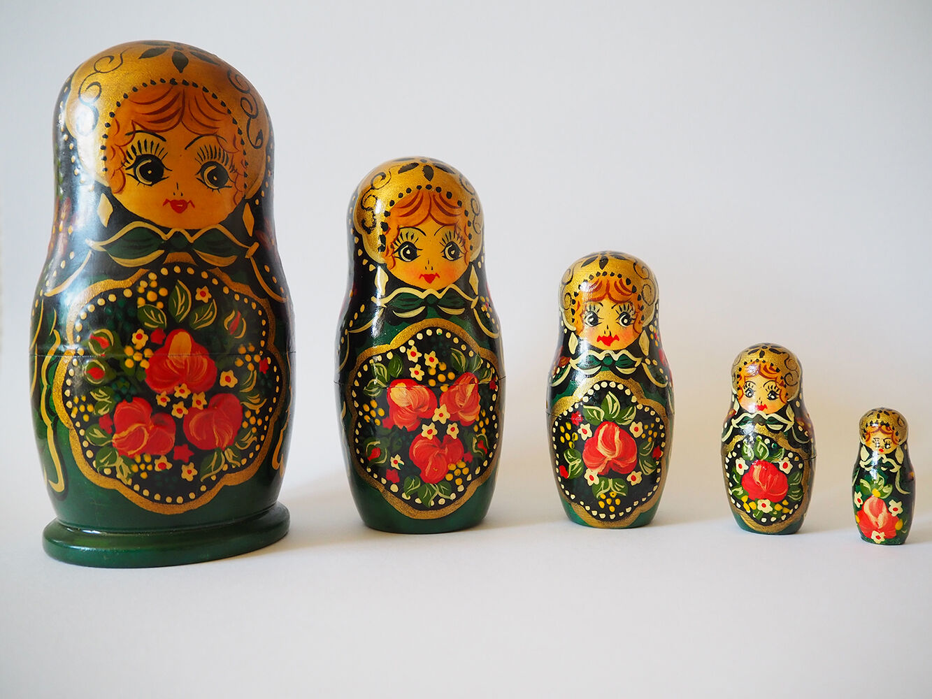 5 Poupées russes H21 cm exclusive Palekh Peint main Signé Matriochka Nested Doll