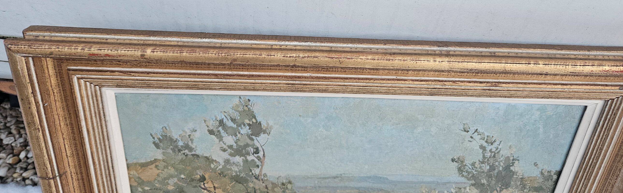 Armand Brugnaud - Oil on Panel Rousset Seen from the Lavender Fields