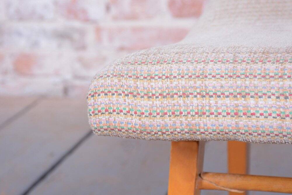 Mid-Century Stool in Upholstery and Beech, Slovakia, 1960s
