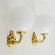 Pair of wall sconces with carp fish, brass and opaline globe.