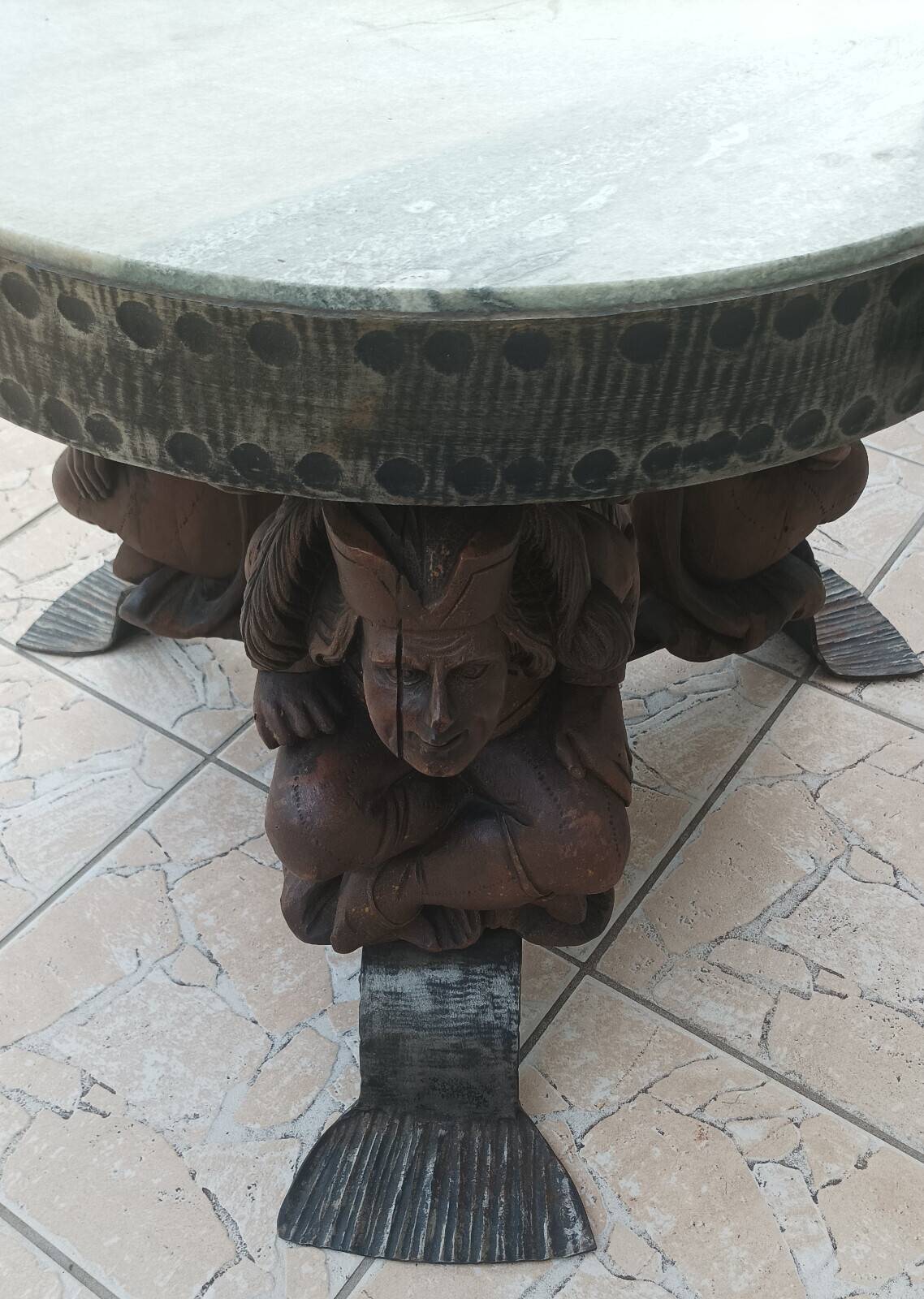 Jean-maurice rothschild (1902-1999) coffee table in wrought iron and marble
