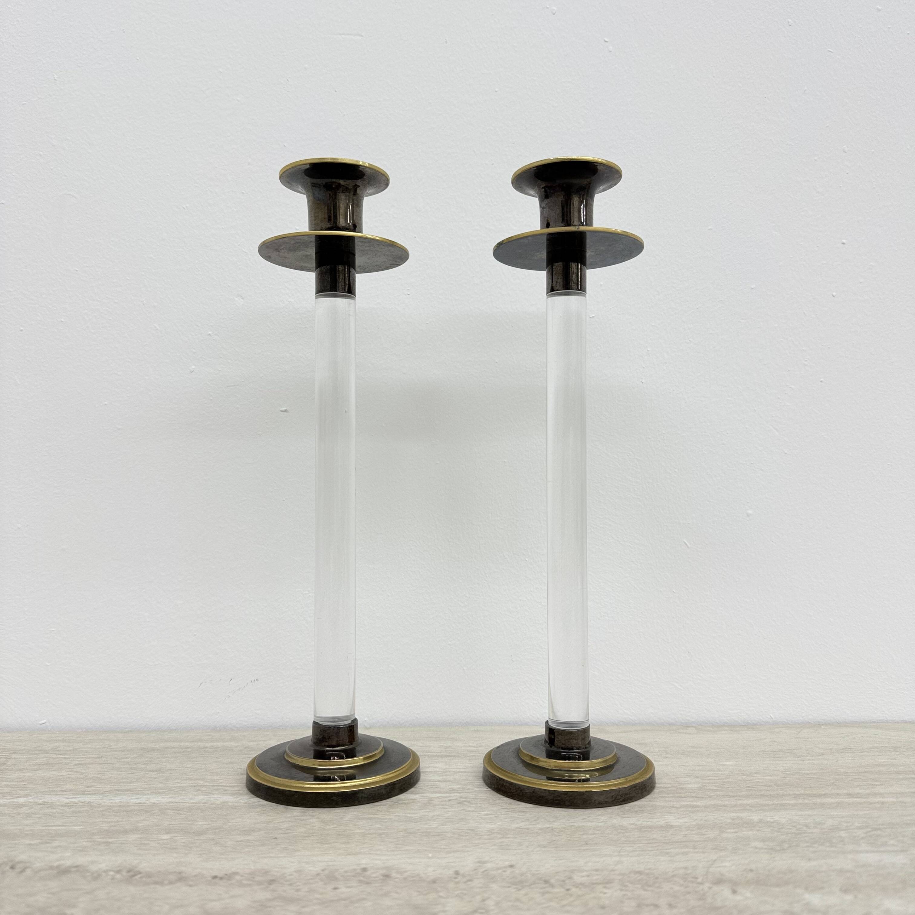 Set of 2 Caravell lucite candle sticks, 1970’s