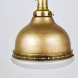 Art Nouveau pendant lamp in brass and glass from the 1920s, ceiling light, Jena, Germany.