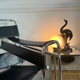 Vintage ceramic lamp with opaline globe