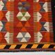 5x10 Pumpkin Orange & Red Kilim Rug, Vintage Turkish Kilim Rug, 143x313