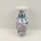 Ceramic vase white deco pink and green flowers 30cm