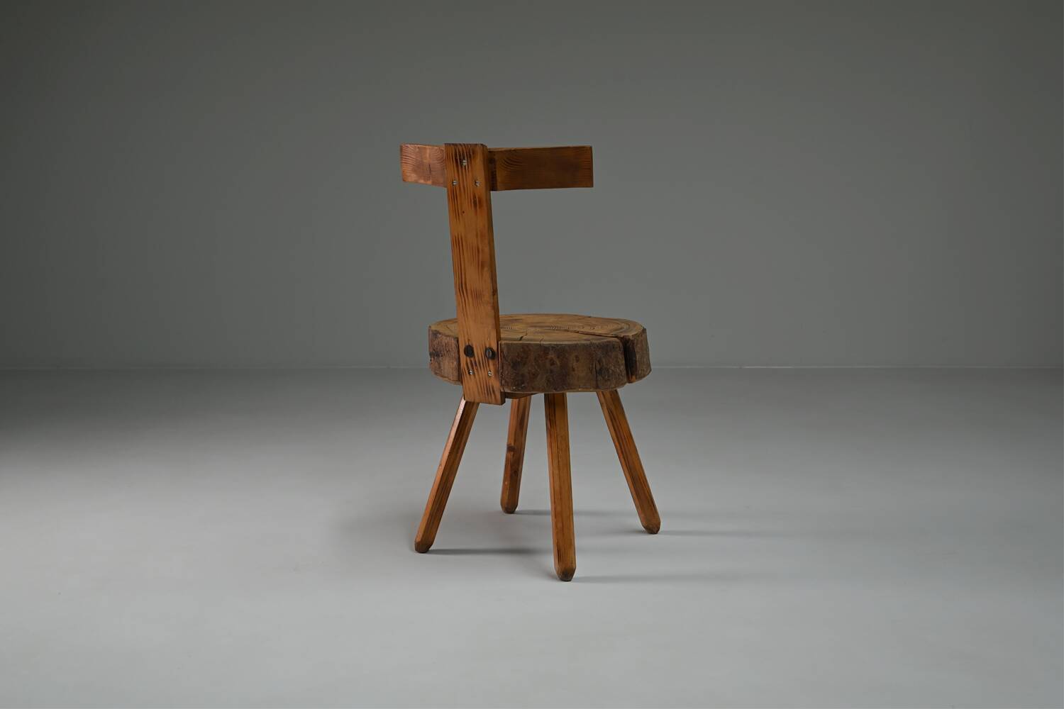 Set brutalist tree trunk chairs, 1970s France.