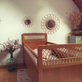 Lit enfant rotin vintage