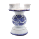 Triple candle holder in Biot earthenware with blue flower patterns