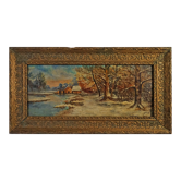 "It snowed" oil on panel