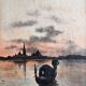 Watercolor painting by Mary Pringle (1880-1940) "Gondola in Venice"