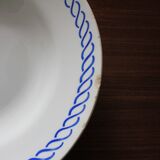 Deep plate with royal blue geometric pattern marked on the back FB 45.