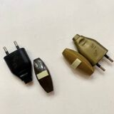 Turned wooden lamp base, fabric cable